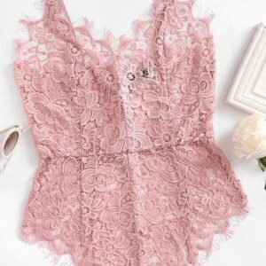 Kinky Cloth Bodysuit Pink / XS Lace Ribbon Tied Body Suit