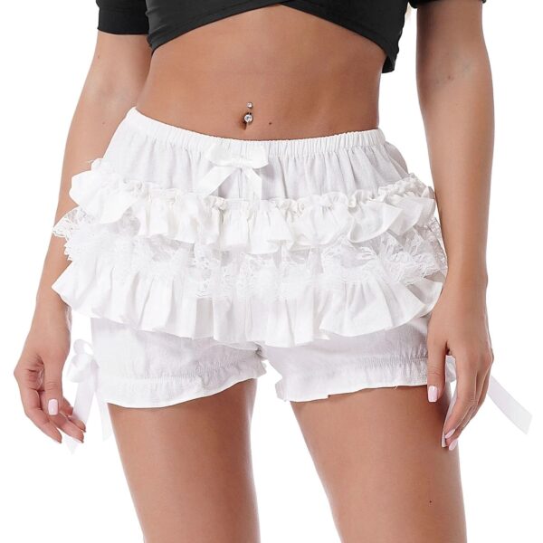 Kinky Cloth Lace Trim Layered Ruffle Shorts