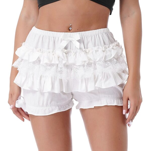 Kinky Cloth Lace Trim Layered Ruffle Shorts