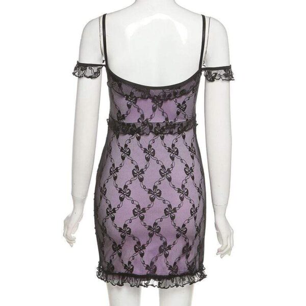 Kinky Cloth Lace Trim Purple Dress