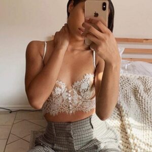 Kinky Cloth Lace Underwire Camisole Crop Top