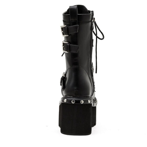 Kinky Cloth Lace-Up Motorcycle Boots