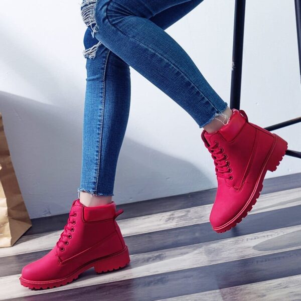 Kinky Cloth Lace Up Plush Ankle Boot