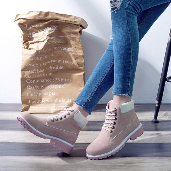 Kinky Cloth Lace Up Plush Ankle Boot