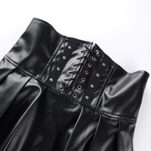 Kinky Cloth 349 Lace Up Waist Mini Pleated Skirt