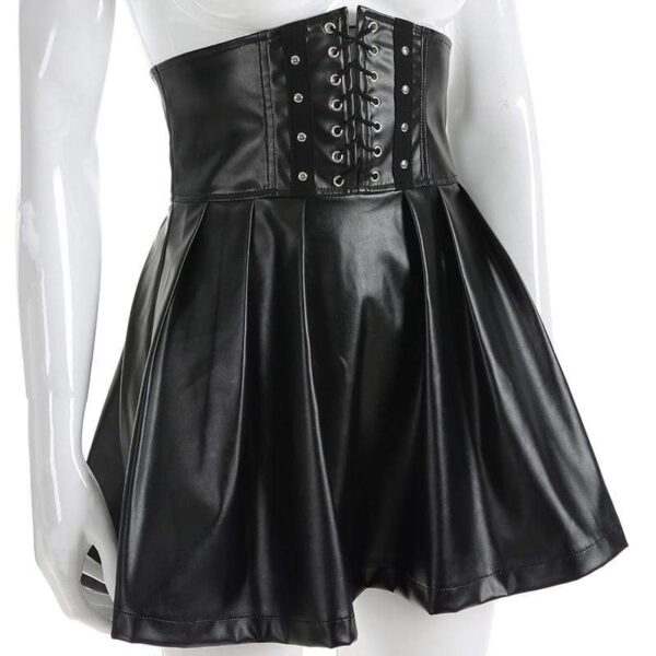 Kinky Cloth 349 Lace Up Waist Mini Pleated Skirt