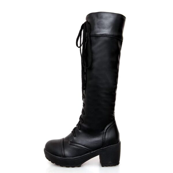 Kinky Cloth 200000998 Large Size Lace-Up Knee High Boots