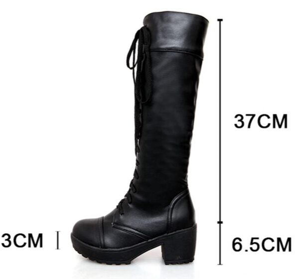 Kinky Cloth 200000998 Large Size Lace-Up Knee High Boots