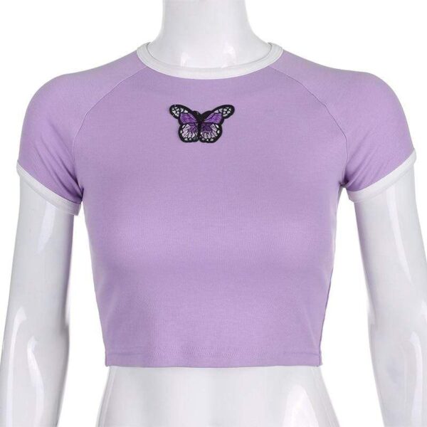 Kinky Cloth 200000791 Lavender Butterfly Crop Top T-Shirt