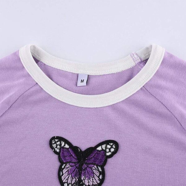 Kinky Cloth 200000791 Lavender Butterfly Crop Top T-Shirt