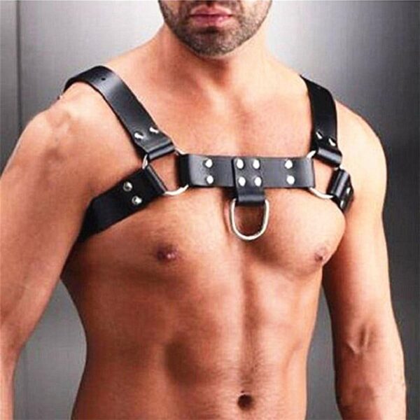 Kinky Cloth 200003585 Black Leather Buckle Strap U-Ringed Harness