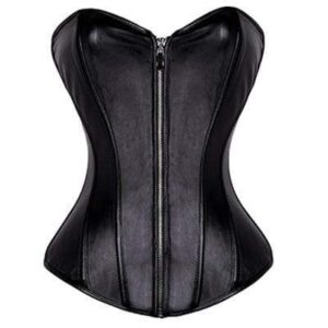 Kinky Cloth 200001885 Leather Zipper Steel Boned Corset