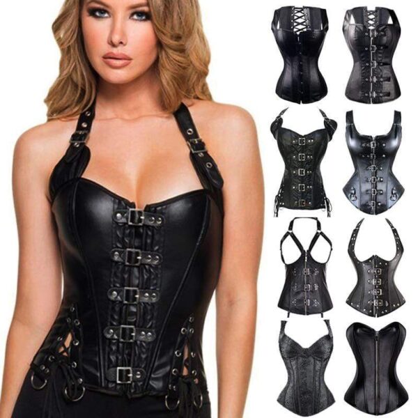 Kinky Cloth 200001885 Leather Zipper Steel Boned Corset