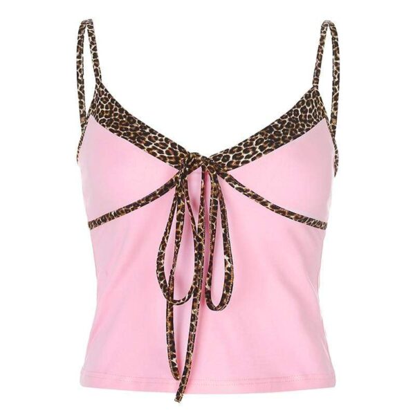 Kinky Cloth 200000790 Pink / S Leopard Patchwork V Neck Camisole