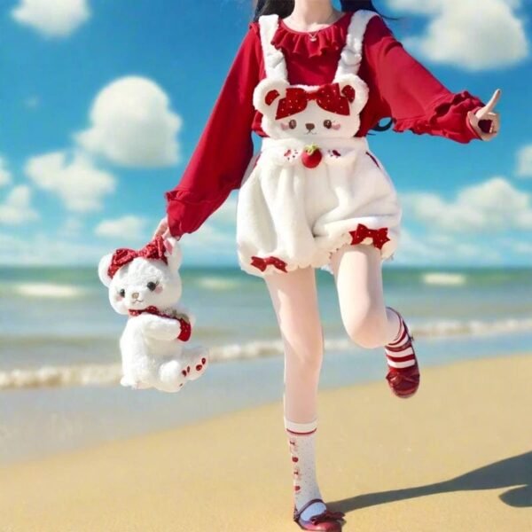 Kinky Cloth Lolita Plush Bloomers Overalls Set