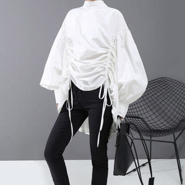 Kinky Cloth Long Back Drawstring Loose Blouse