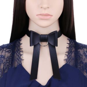 Kinky Cloth 200000162 Long PU Leather Bowknot Choker