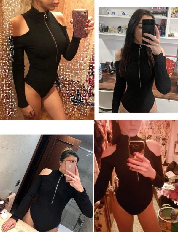 Kinky Cloth black / L Long Sleeve Shoulder Cut Bodysuit