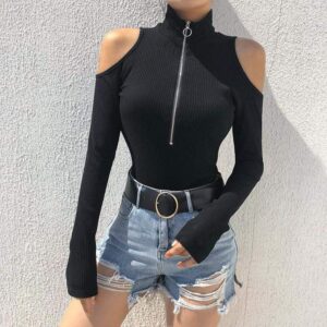 Kinky Cloth black / L Long Sleeve Zip Up Bodysuit