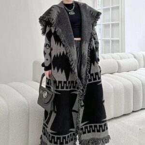 Kinky Cloth Black / One Size Long Thick Cardigan Sweater