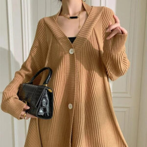 Kinky Cloth Camel / One Size Loose Fit Knit Cardigan Sweater