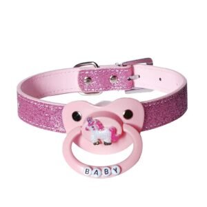 Kinky Cloth Necklace LOVE Pink Adult Pacifier Choker