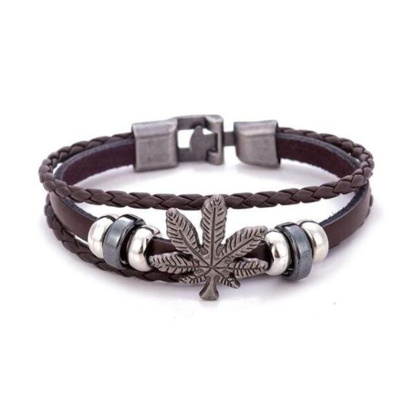 Kinky Cloth Brown Marijuana Leaf Wristband Bracelet