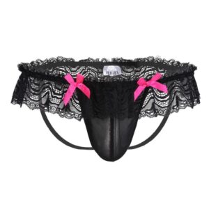 Kinky Cloth 200001799 Mens Lace Bowknot Jockstrap