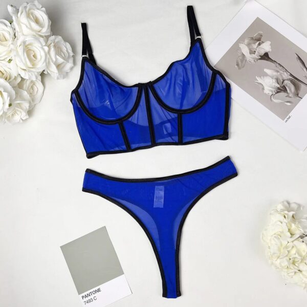 Kinky Cloth Royal Blue / S Mesh Bra Set