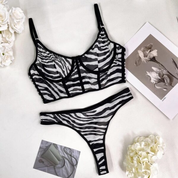 Kinky Cloth Zebra / S Mesh Bra Set