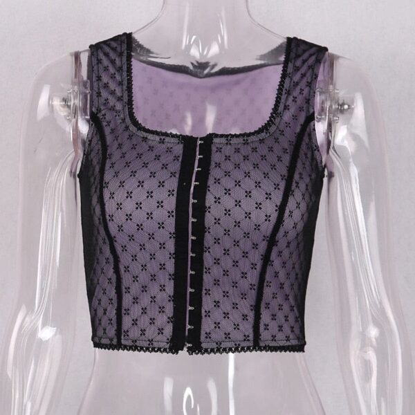 Kinky Cloth Mesh Gothic Purple Tank Top