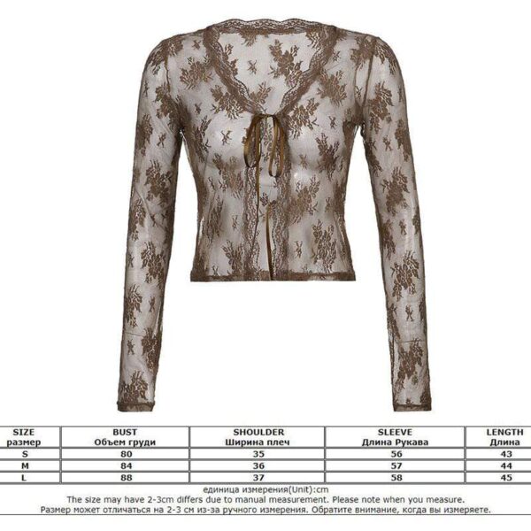 Kinky Cloth Brown / S Mesh Lace Crop Cardigans