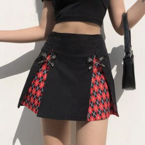 Kinky Cloth Metal Chain Split Gothic Skirts