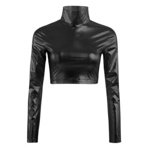 Kinky Cloth 200000791 Black / S Metallic Long Sleeve Crop Top