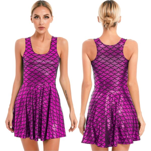 Kinky Cloth Hot Pink / S Metallic Shiny Fish Scale Print Dress