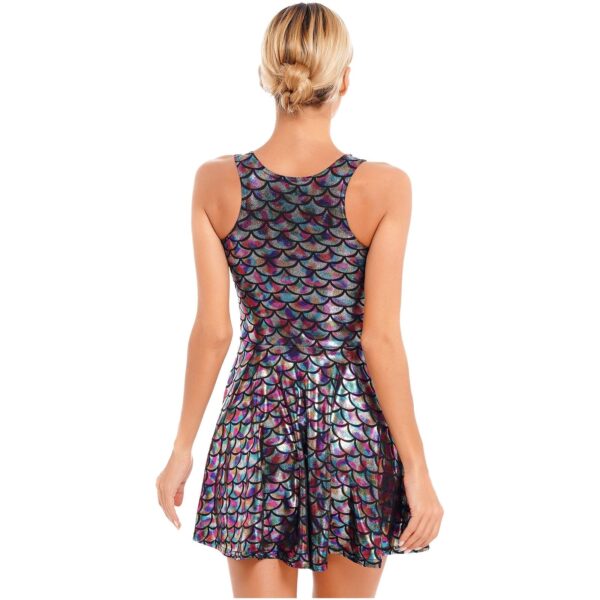 Kinky Cloth Metallic Shiny Fish Scale Print Dress