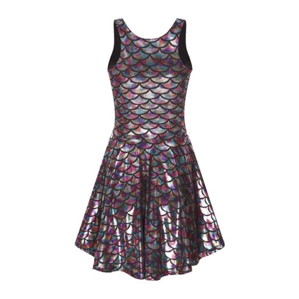 Kinky Cloth Metallic Shiny Fish Scale Print Dress