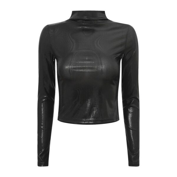 Kinky Cloth Metallic Shiny Long Sleeve Top