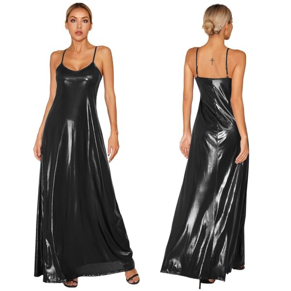 Kinky Cloth Black / S Metallic Shiny Maxi Dress