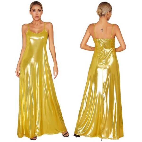 Kinky Cloth Gold / S Metallic Shiny Maxi Dress