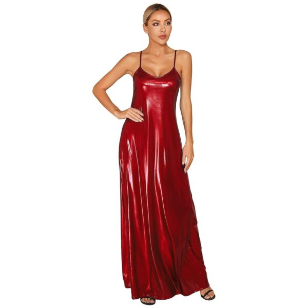 Kinky Cloth Metallic Shiny Maxi Dress