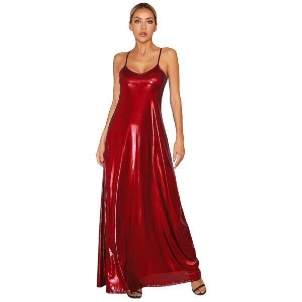 Kinky Cloth Metallic Shiny Maxi Dress