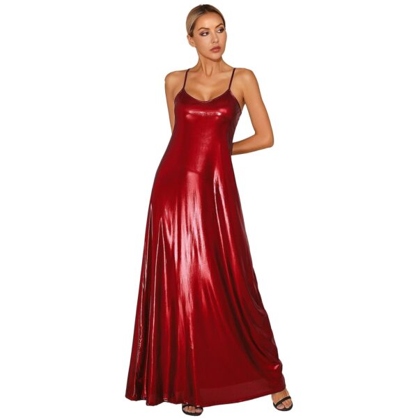 Kinky Cloth Metallic Shiny Maxi Dress