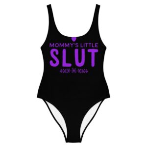 Kinky Cloth XS Mommy's Little Slut Purple One-Piece Swimsuit