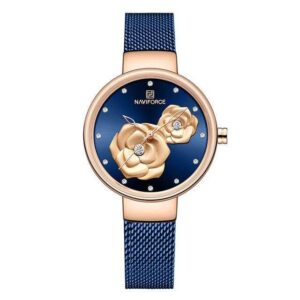 Kinky Cloth 200363144 Blue Naviforce Rose Dress Clock Watch