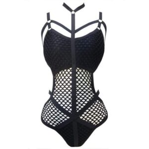 Kinky Cloth Bodysuit Net Mesh Harness Bodysuit