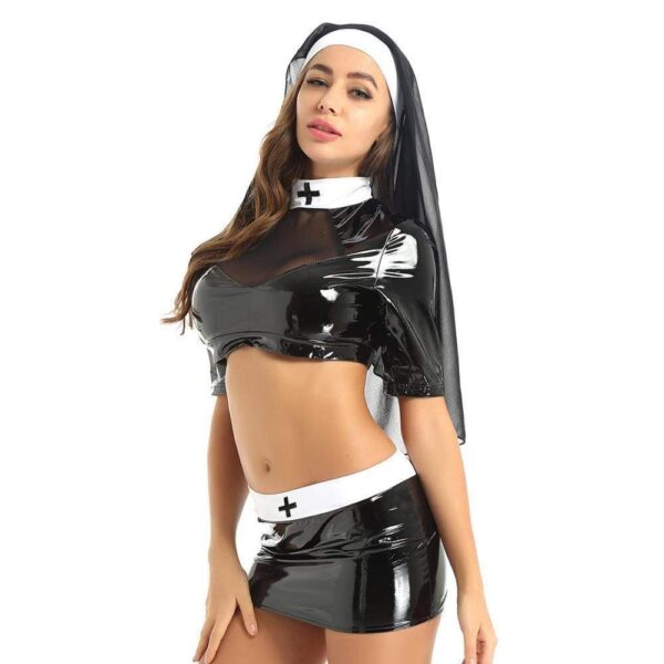 Kinky Cloth 200003986 Nun Crop Top Costume Set