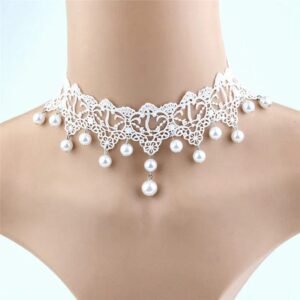 Kinky Cloth 1pc A4 Pearl White Beads Lace Choker