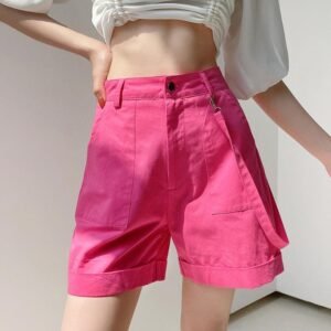 Kinky Cloth 200000367 Pink Cargo Shorts with Strips Pockets