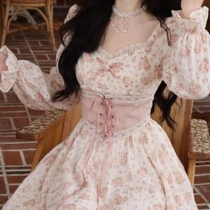 Kinky Cloth Pink Floral Bandage Lace Dress